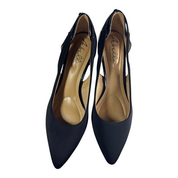 New Abella Women 11M Black Pump Comfort Kitten Heel Patent Leather Holiday Party - Picture 10 of 13